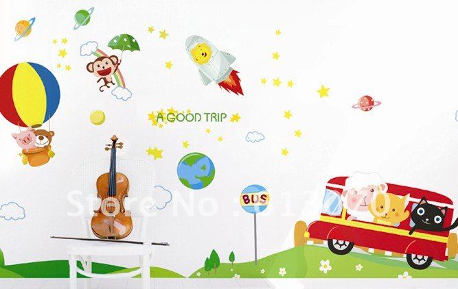 2436 cartoon sticker wallpaper for kids car poster wall stickers