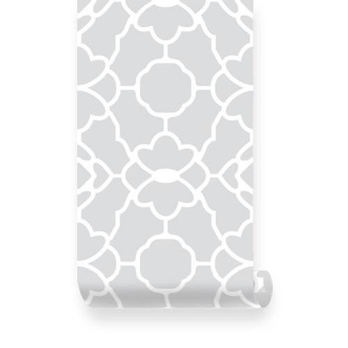 Large Trellis Pattern Grey Fabric Wallpaper Pinknbluebaby