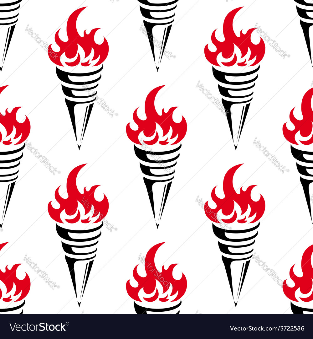 Seamless flaming torches background in vintage Vector Image
