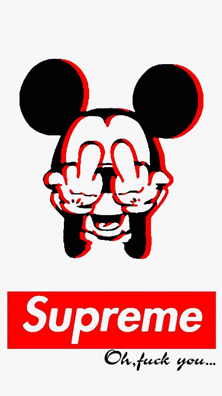 Middlefinger Supreme Mickeymouse Mickey Mouse WallpaperiPhone