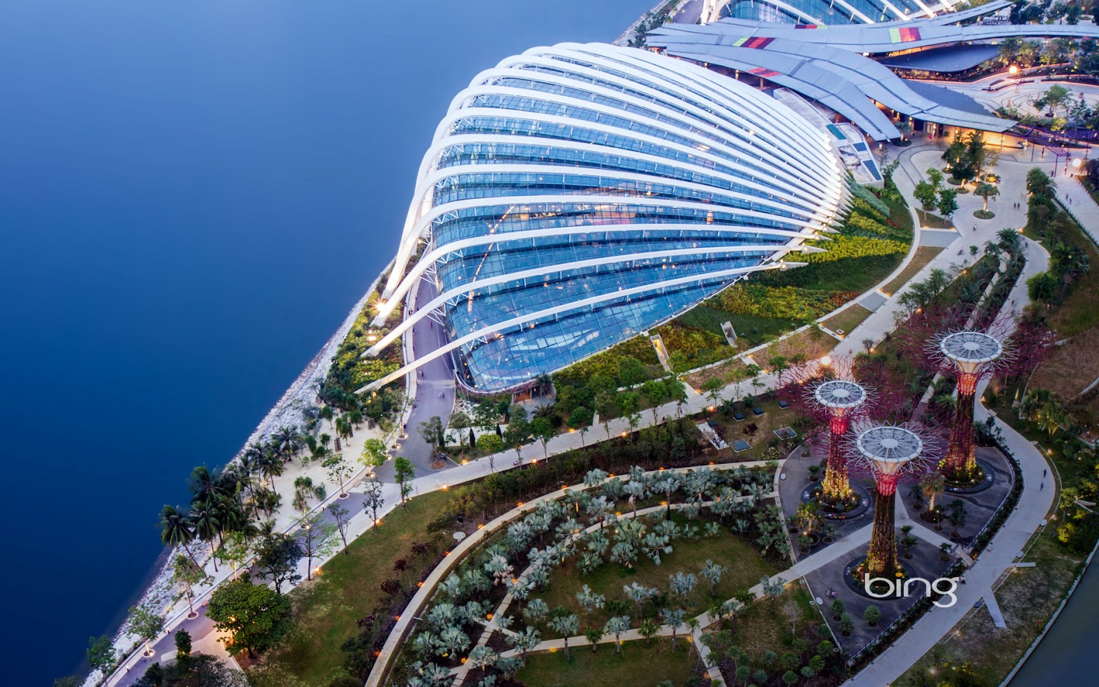 Aerial Of Gardens By The Bay And Supertrees Grove Singapore