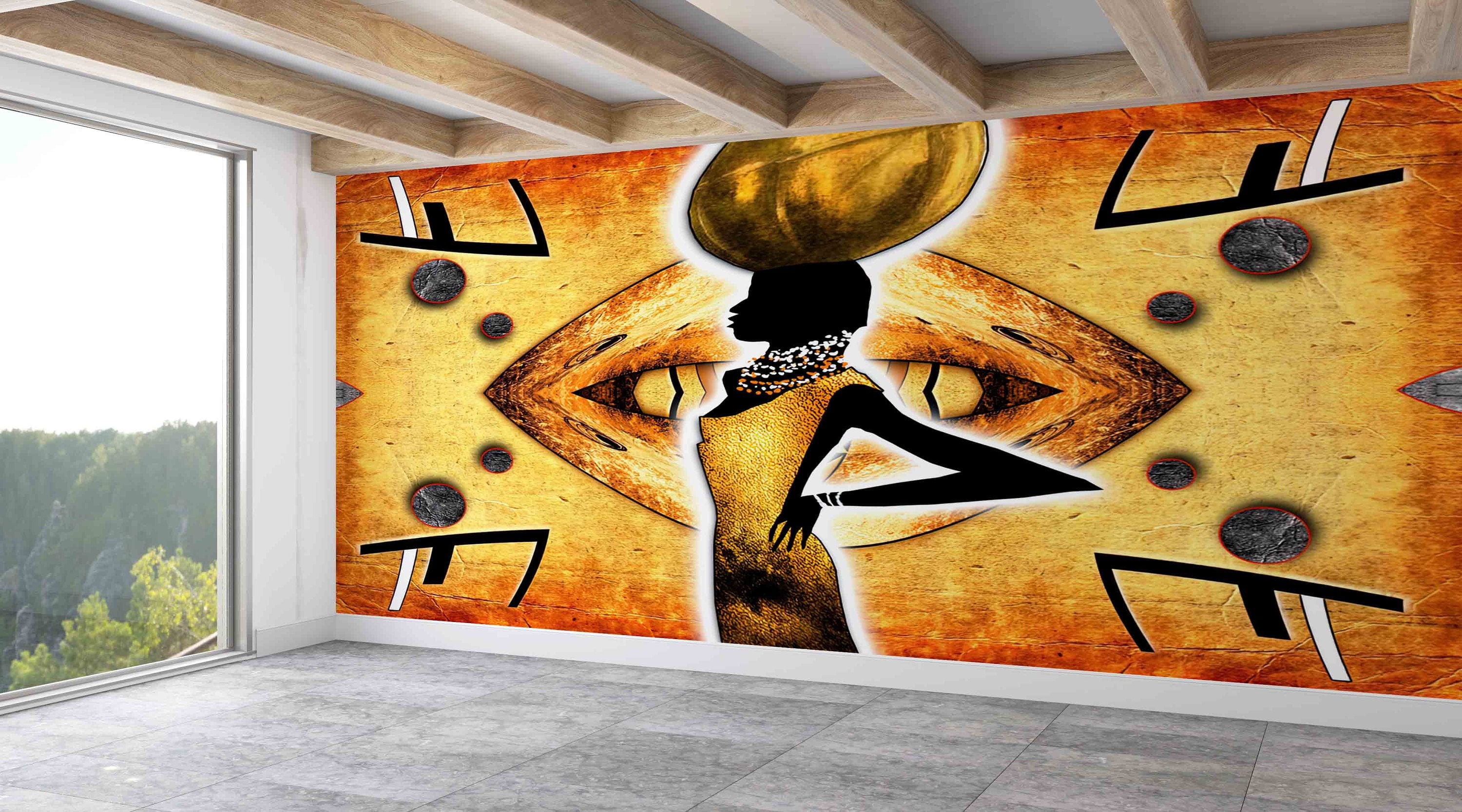 African Woman Painting Modern Wallpaper Wall Poster