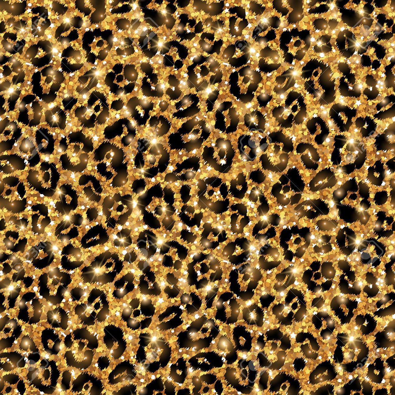 Gold Glitter Leopard Print Wallpaper