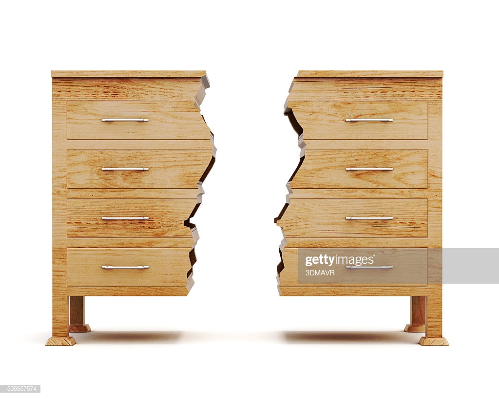 Two Halves Of Dresser Isolated On White Background 3d Rendering