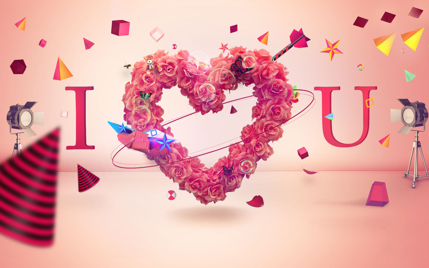 Love You Wallpaper 3d Vector Image