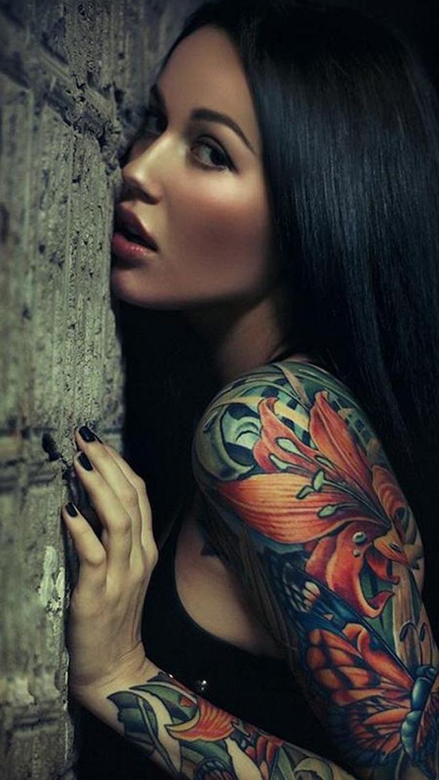 Sexy Sleeve Tattoo Girl iPhone Wallpaper Tattoos