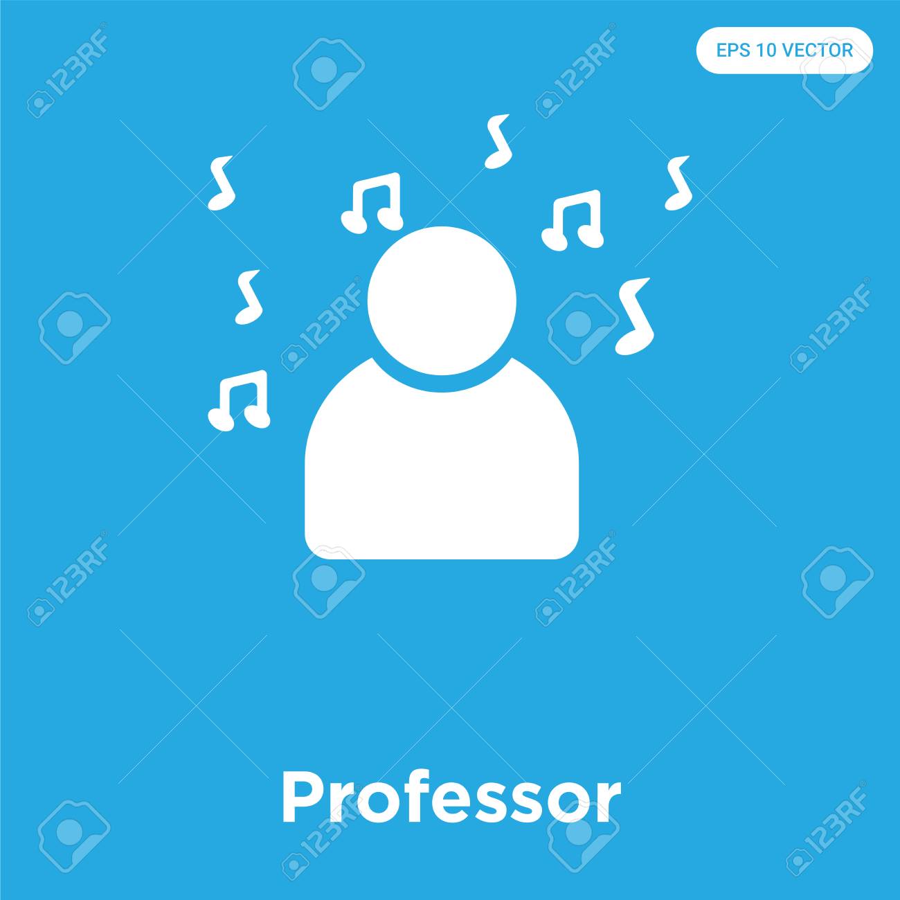 Professor Vector Icon Isolated On Blue Background Sign And Symbol
