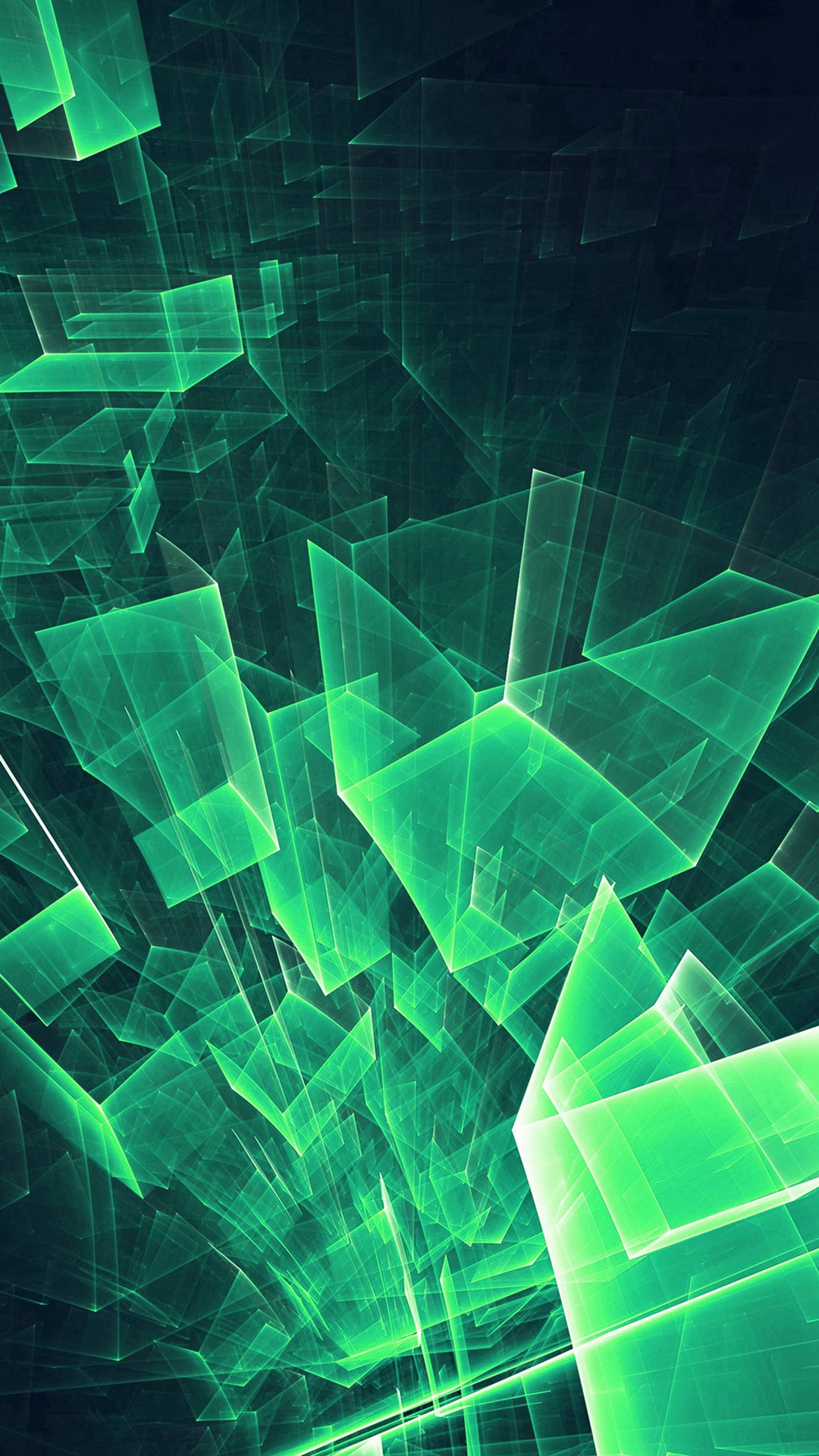 Abstract Blue Green Cube Pattern iPhone Wallpaper