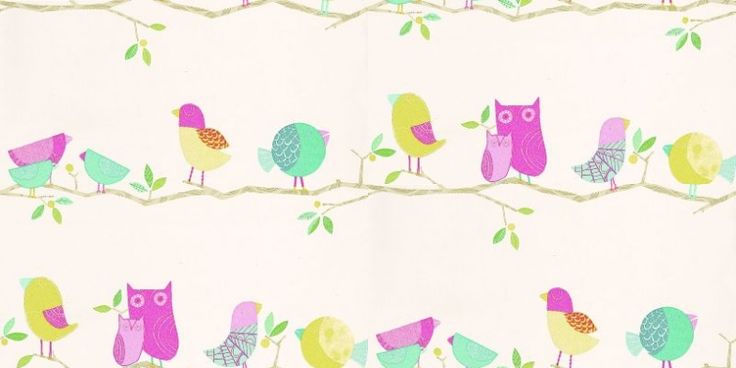 Hoot Harlequin Wallpaper Cute Cartoon Decorative Birds