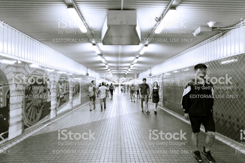 Subway With People In Rush Hour Background Copy Space Stock