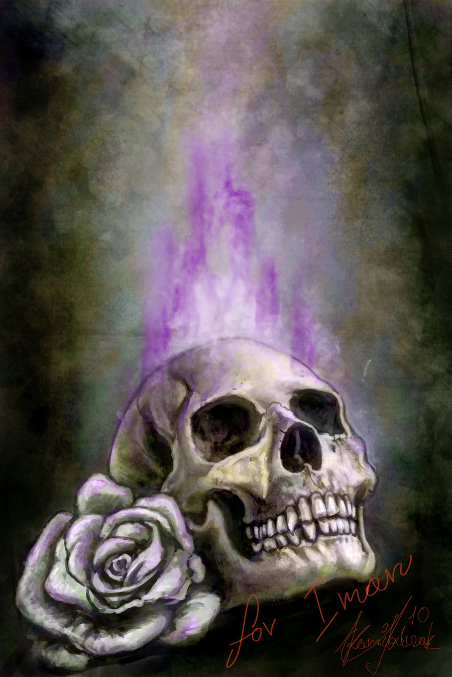 Purple flames skull by Sarmati on