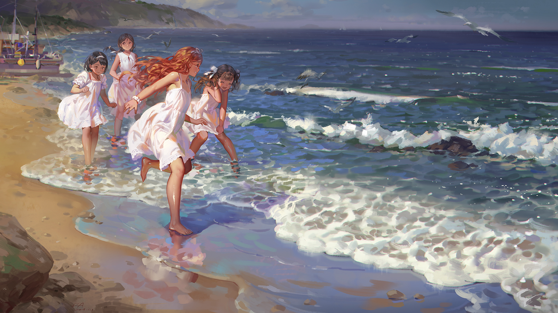 Girls On The Beach HD Wallpaper Background Image