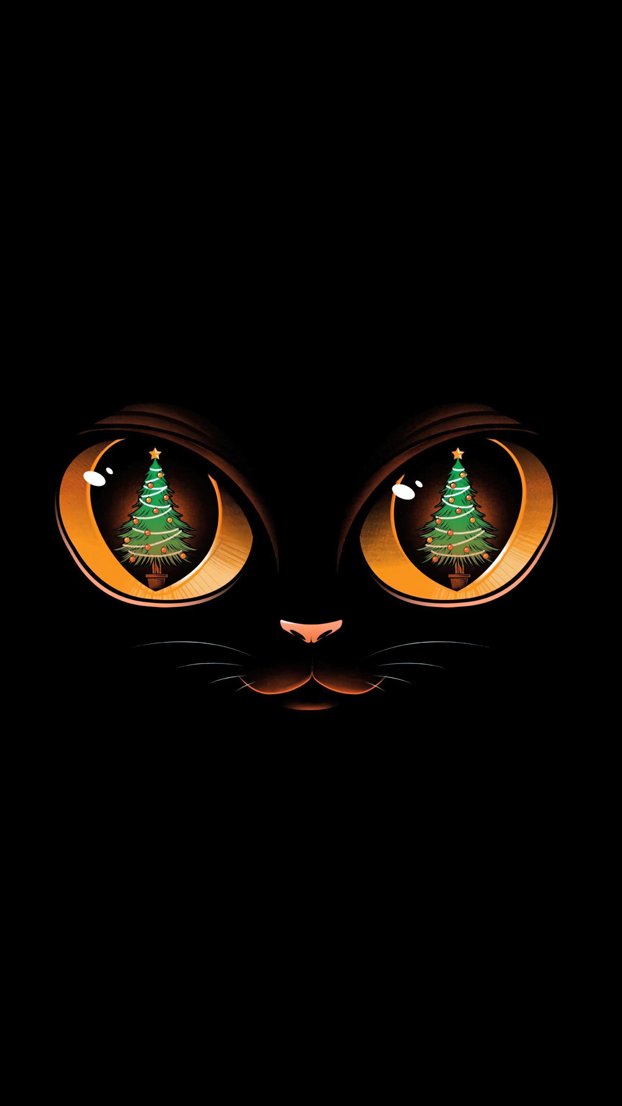 Black Cat Christmas Tree 4k Wallpaper iPhone HD Phone 6190h