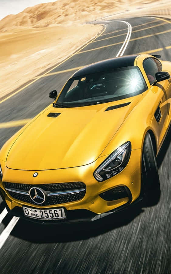 Yellow Luxury Mercedes Benz iPhone Wallpaper