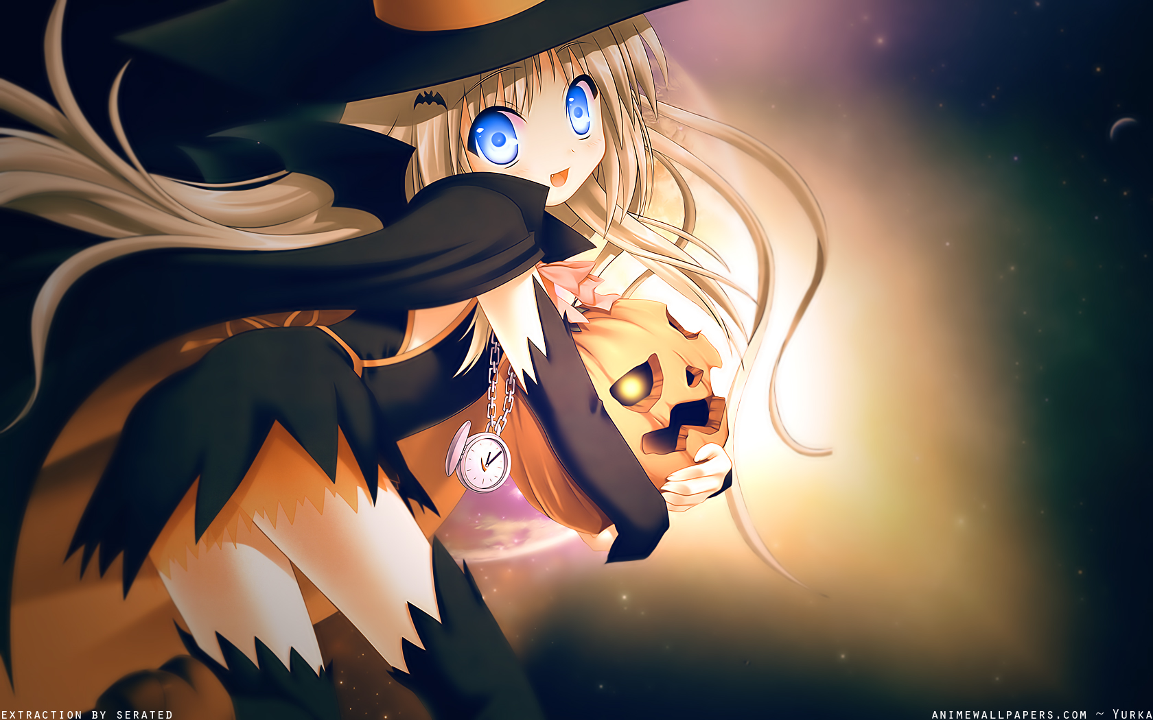 Halloween Anime Girls Pumpkins Wallpaper