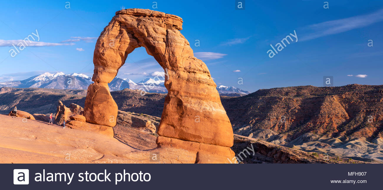 Of Delicate Arch With The La Sal Mountains In Background