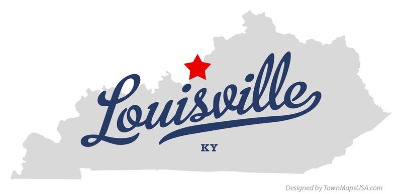 Map of Louisville Kentucky KY