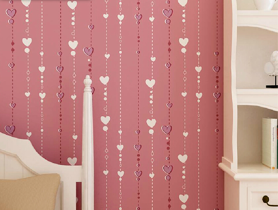 girl bedroom with cartoon pink wallpaper children bedroom decoration 948x717