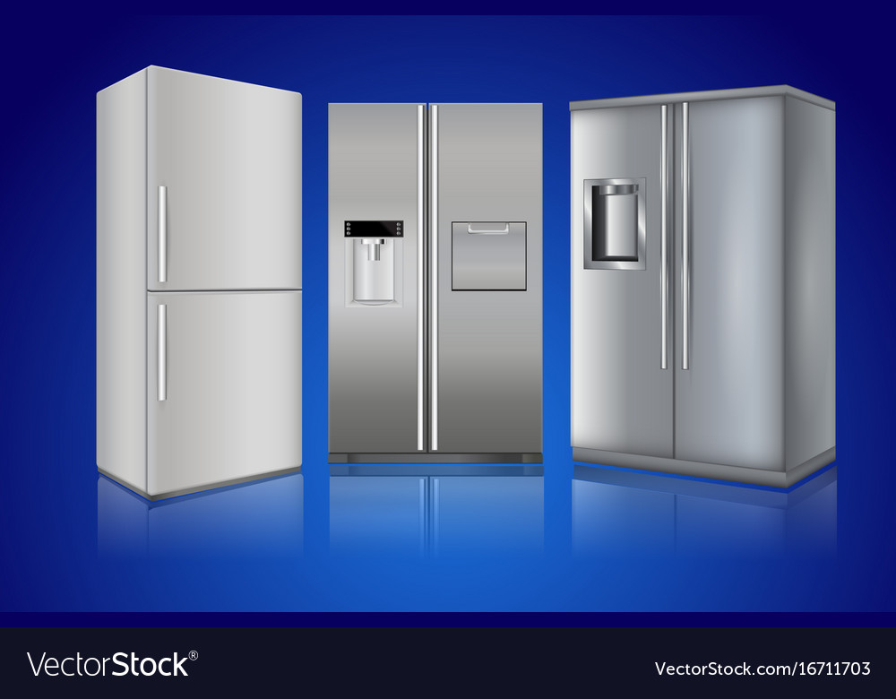 Refrigerator On Blue Background Modern Home Vector Image