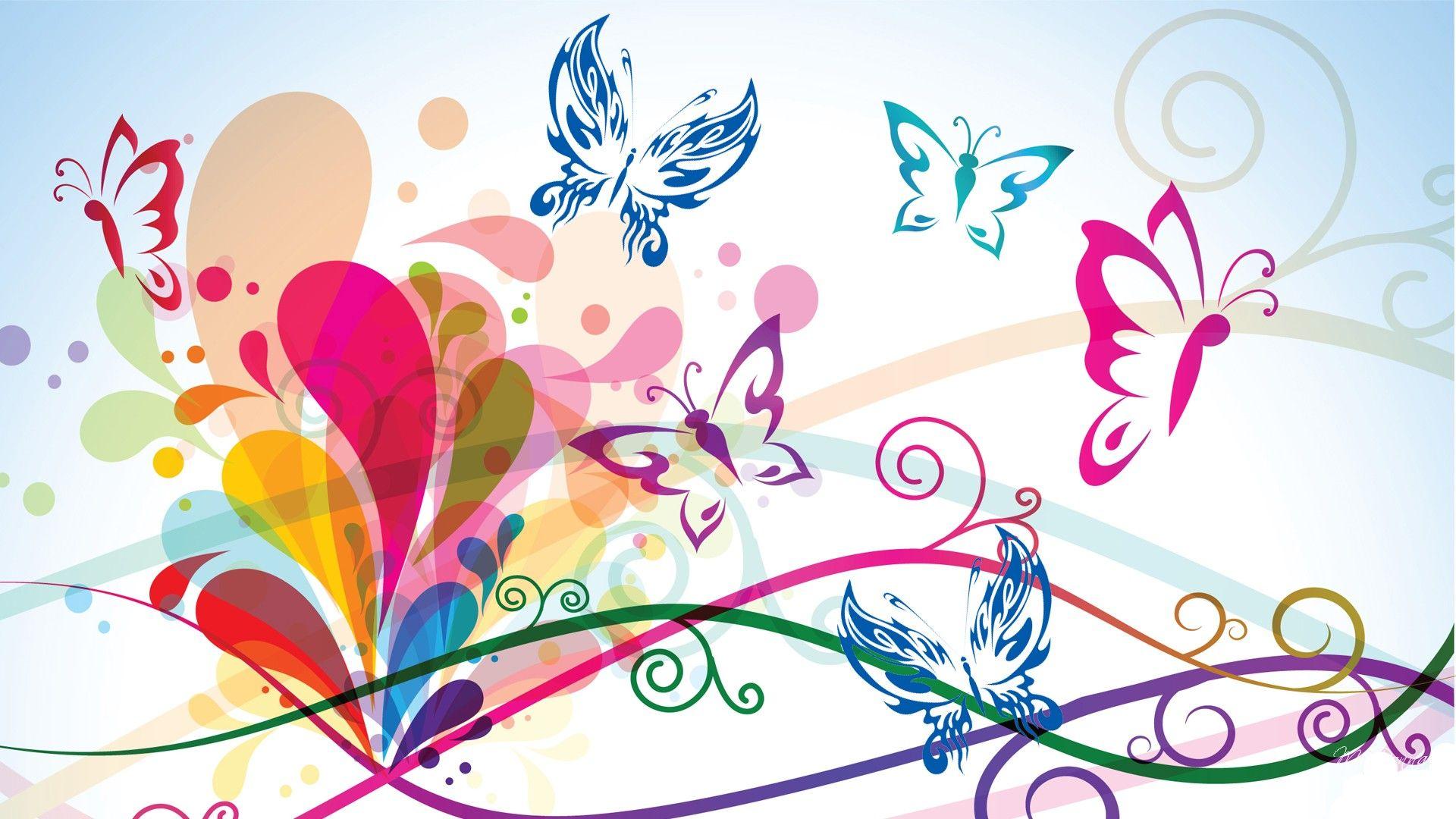 Abstract Butterflies Desktop Wallpaper Top