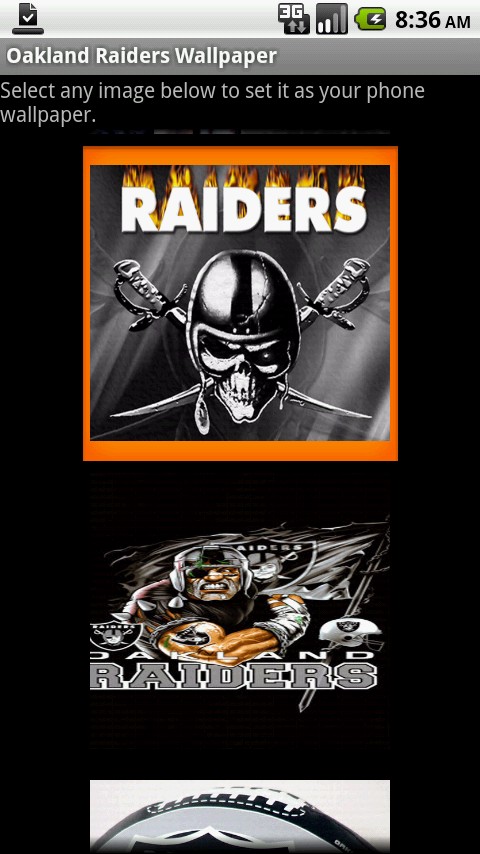 selection of Oakland Raiders wallpaper Once selected the image shall