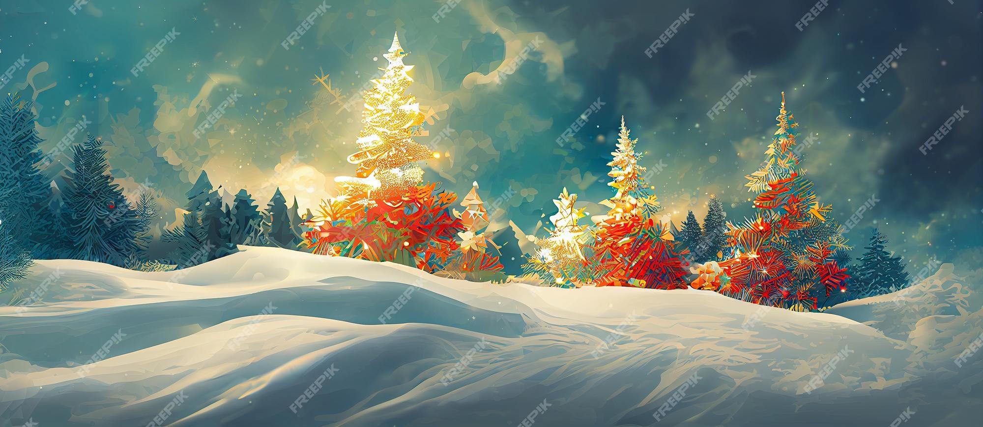 Premium Photo Christmas Decorated Green Spruce Trees In Winter