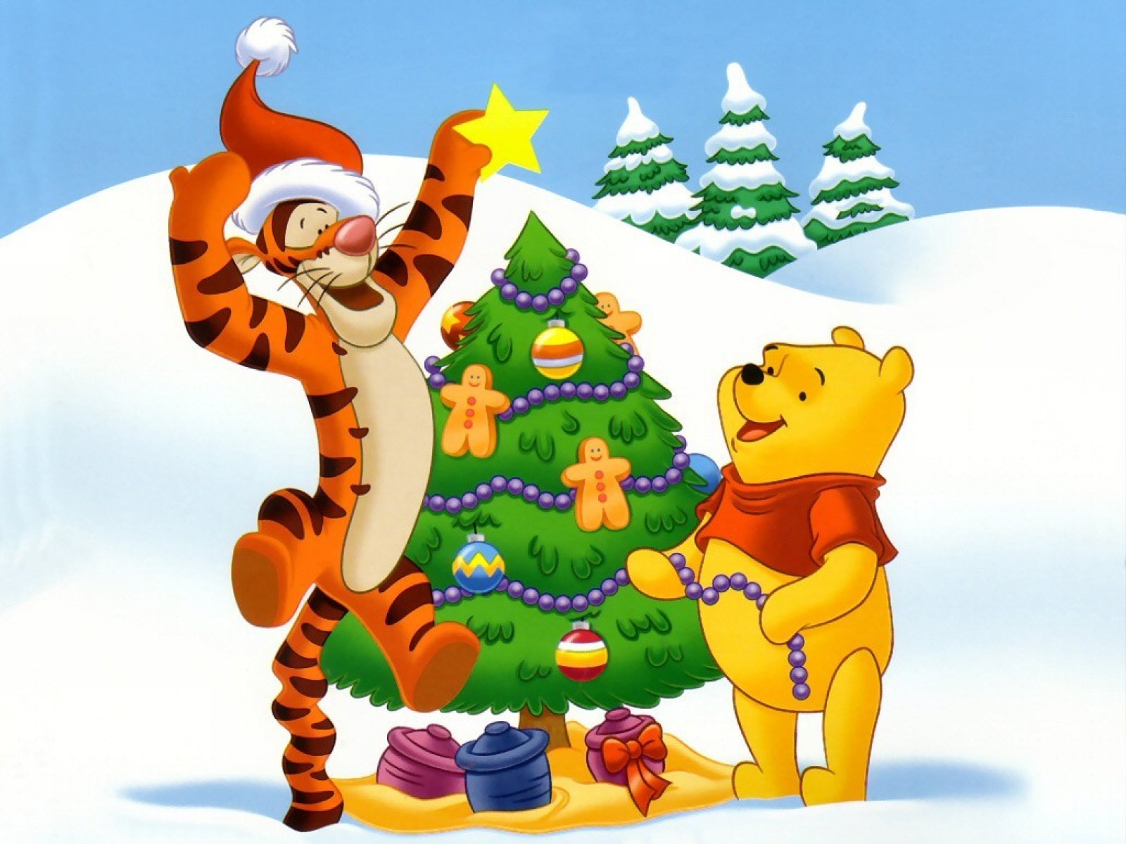 Christmas Tree for Winnie the Pooh Disney Christmas Wallpaper