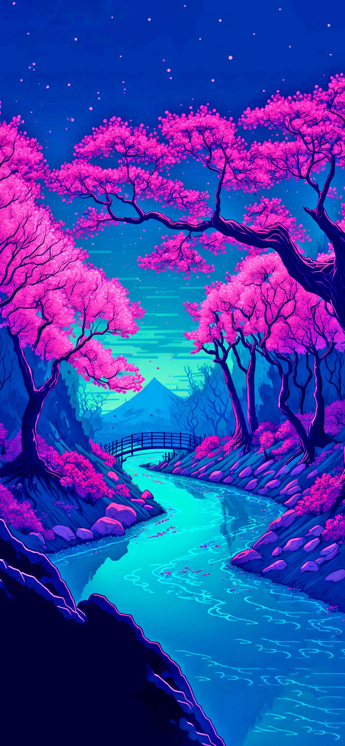 Sakura Forest River Art Wallpaper Aesthetic