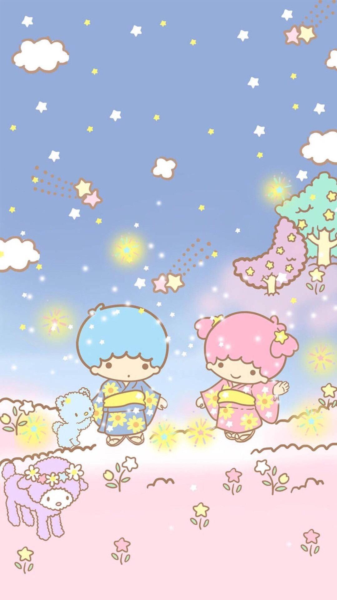 Download Little Twin Stars In Kimono Wallpaper