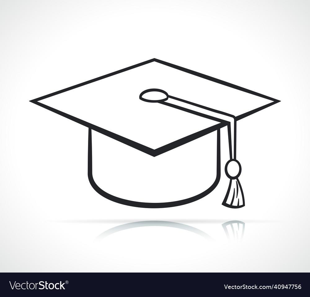 Graduation Hat Black And White Royalty Vector Image