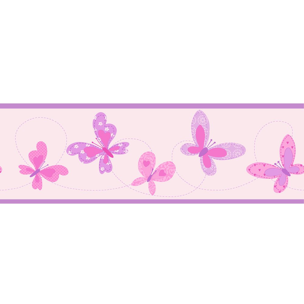 Buy Fine Decor Butterfly Hoopla Wallpaper Border Lilac Pink