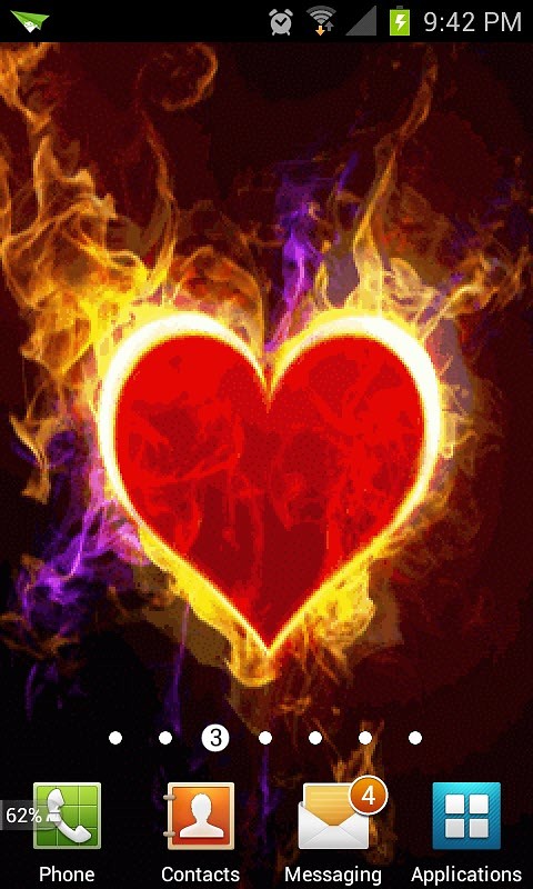 Red Heart Fire Live Wallpaper Android