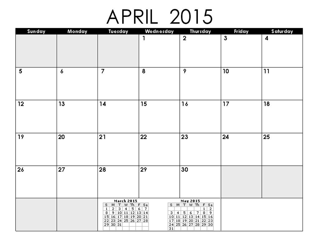Desktop Wallpapers Calendar April 2015