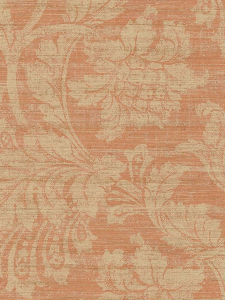 Interior Place Coral Westminster Damask Wallpaper