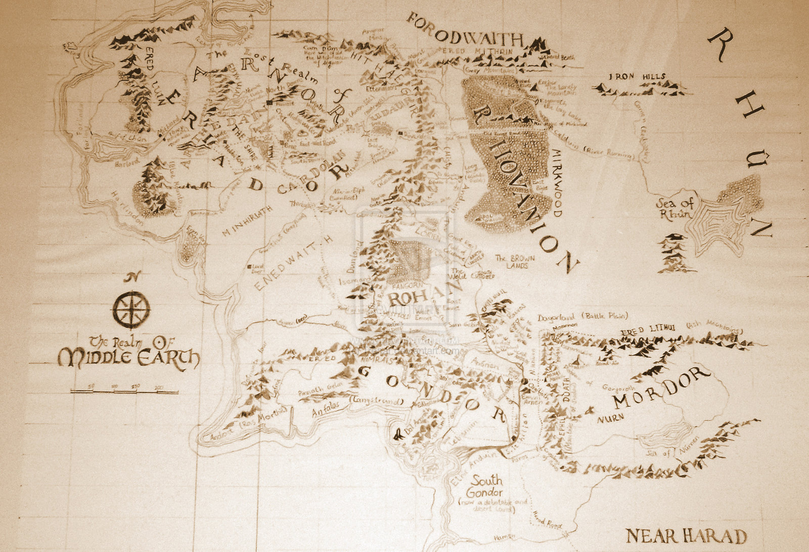 middle earth map drawing