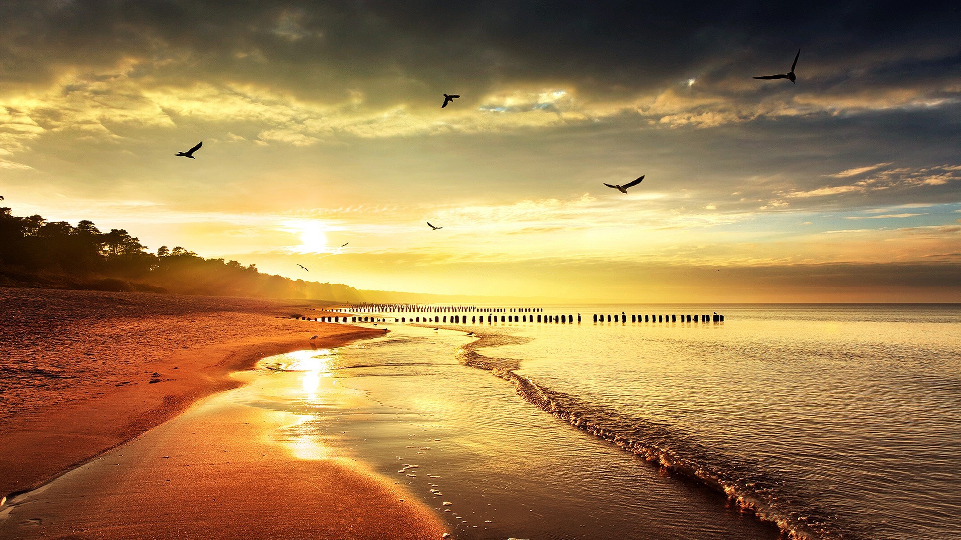 For Beach Sunset Wallpaper HD