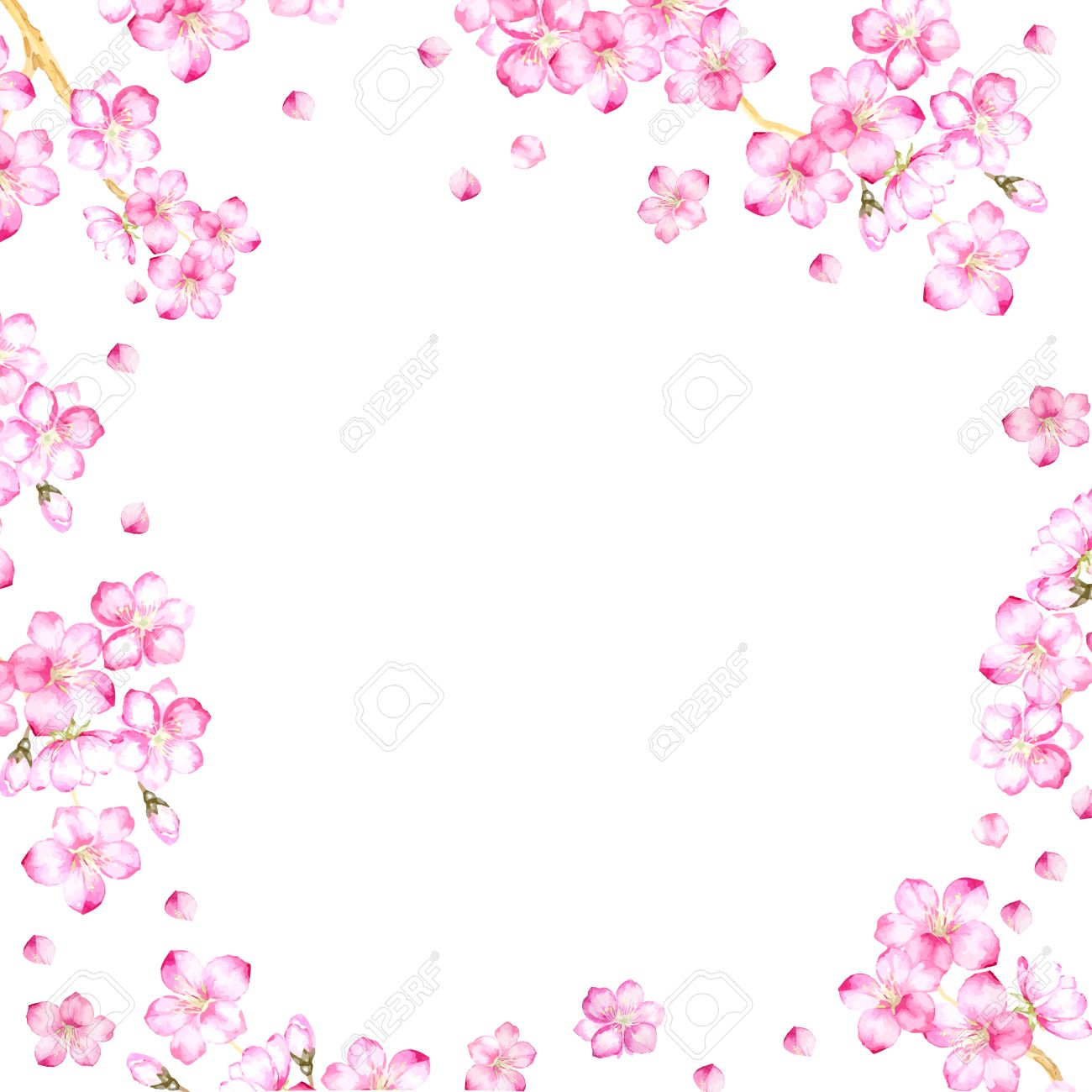 Spring Flowers Wallpaper Over White Background Royalty