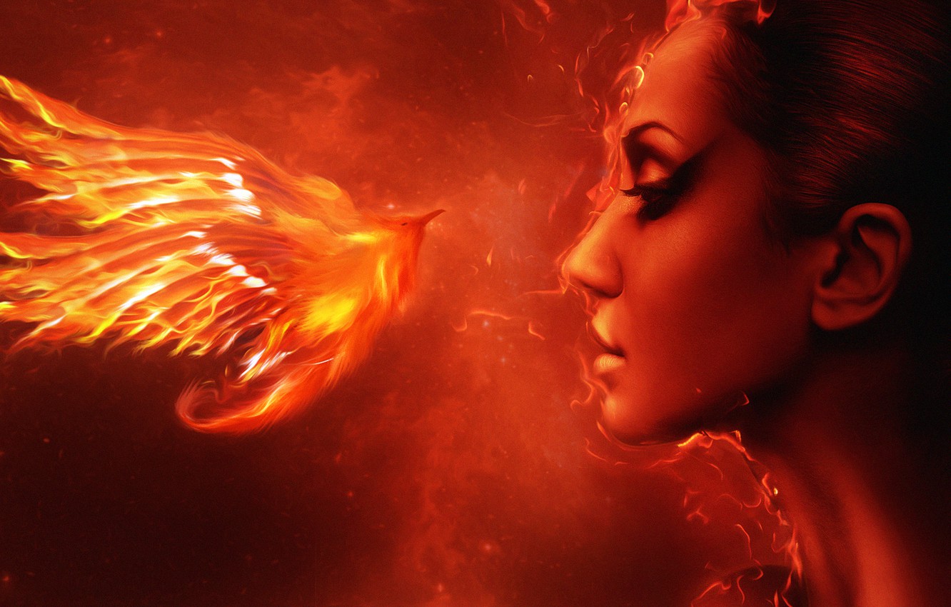 Wallpaper Flame Bird Girl Phoenix Image For Desktop Section