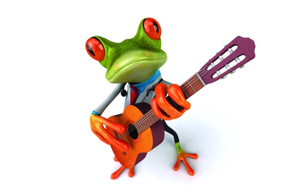 Wallpaper Frog 3d Funny Guitar Rendering