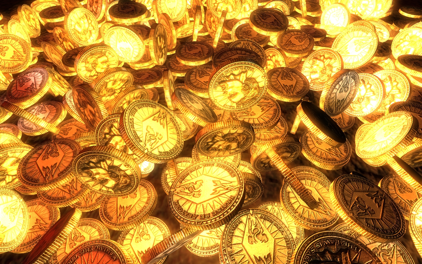 Texture Gold Coins Golden Background