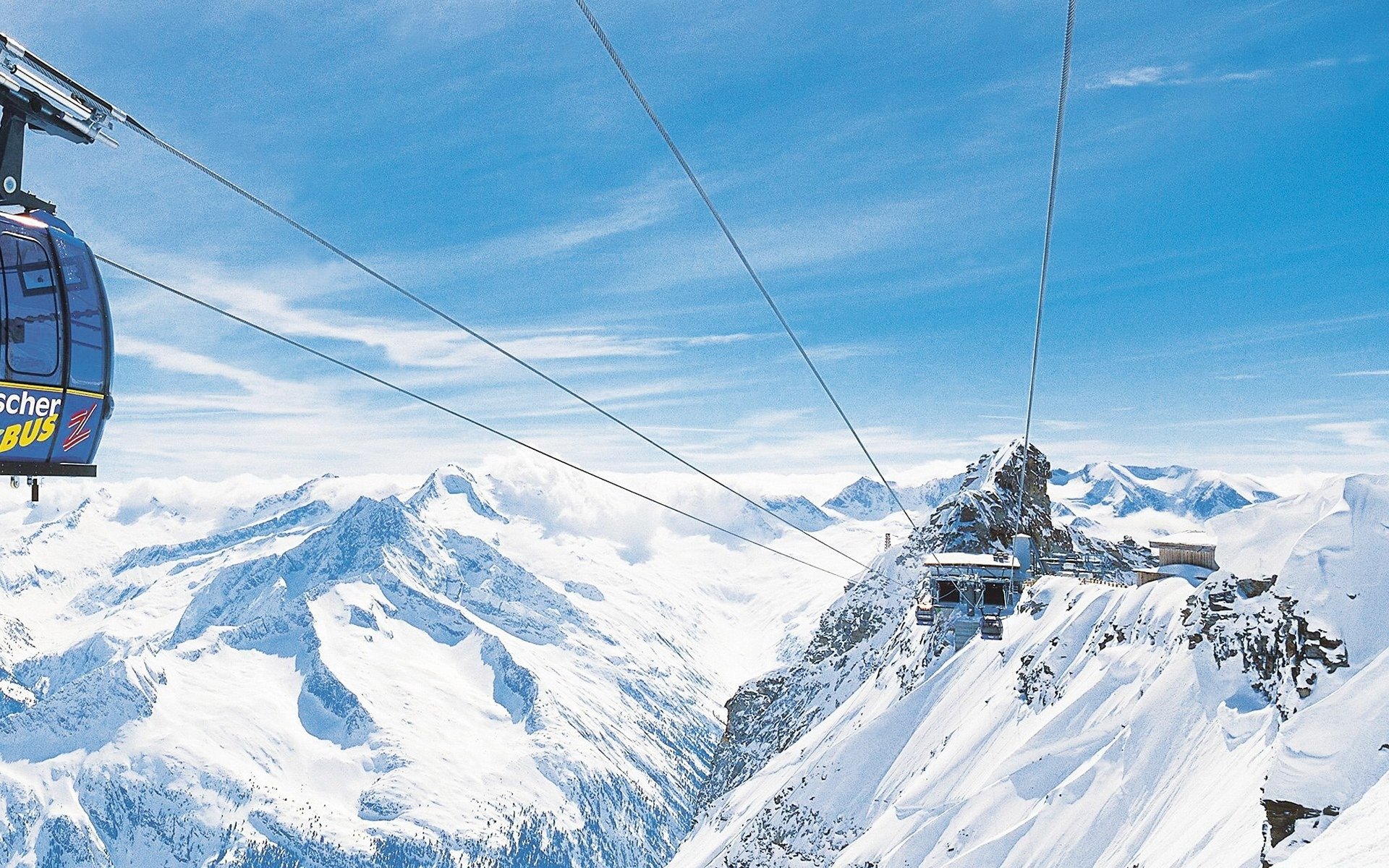 Ski Lift Skiing Snowboarding Winter Snow Mountains Wallpaper