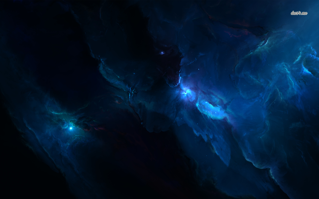 Blue Nebula Glowing In The Dark Space Wallpaper