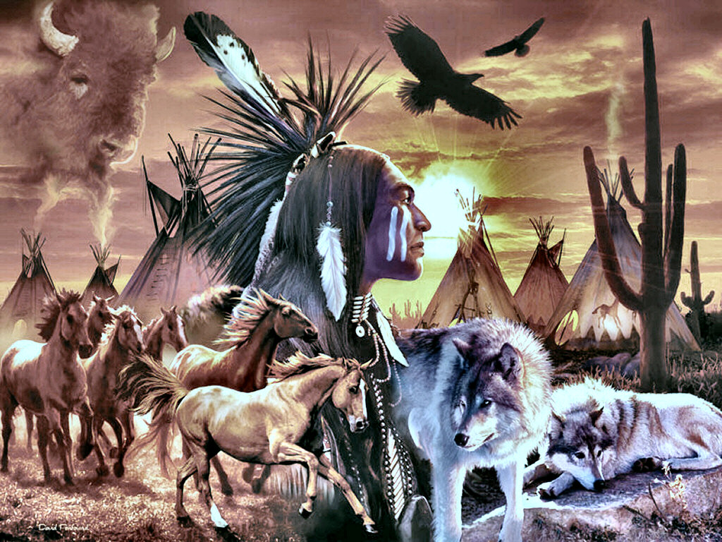 Running Brave Native American Wallpaper
