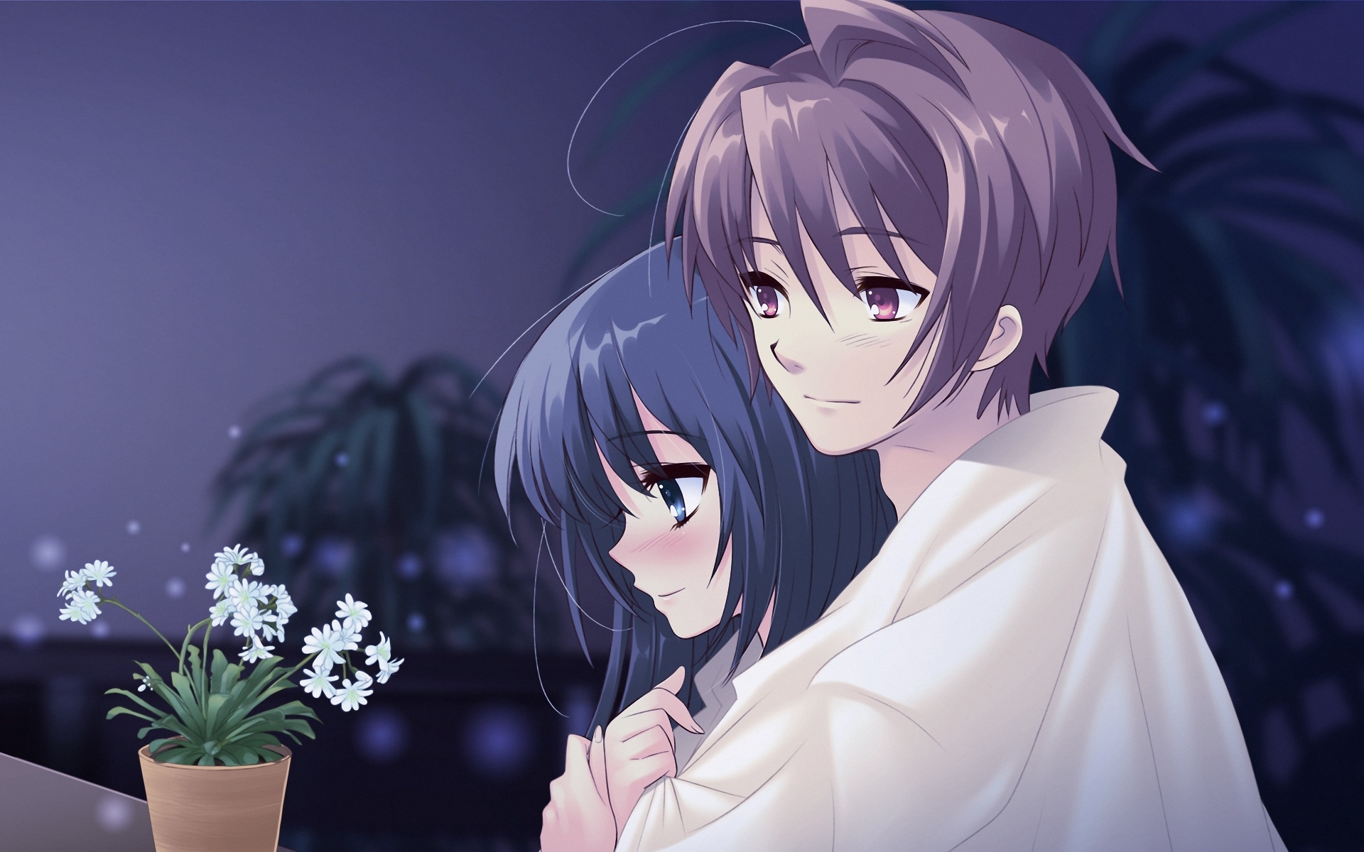 Cute Anime Couple Background Wallpaper