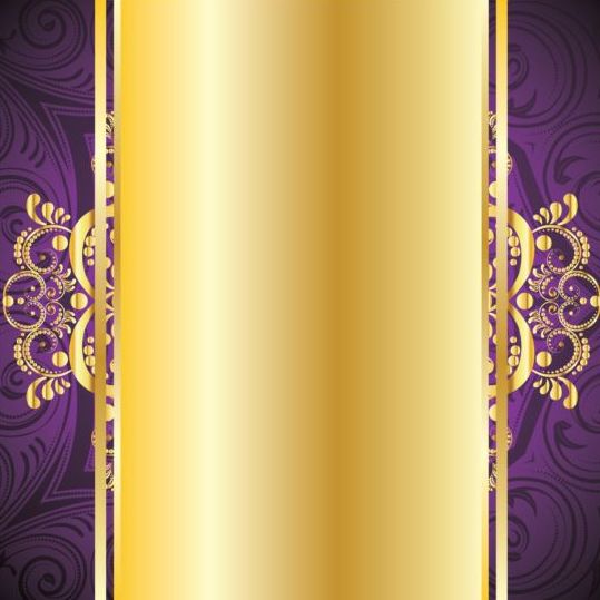 Golden with purple decorative background vector 01