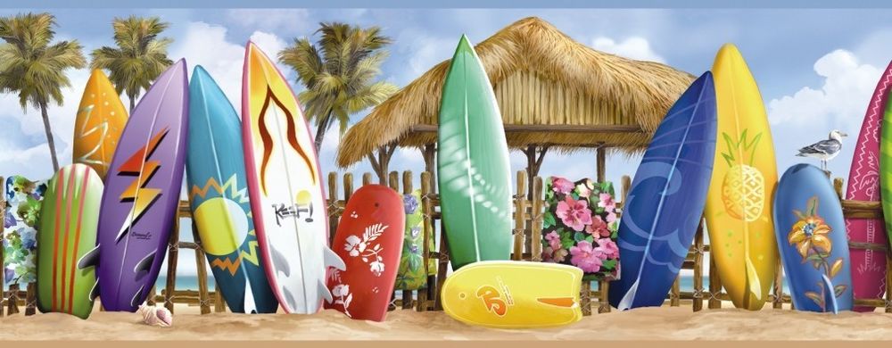 Surfside Surfboards Wallpaper Border Beach Tropical Surf
