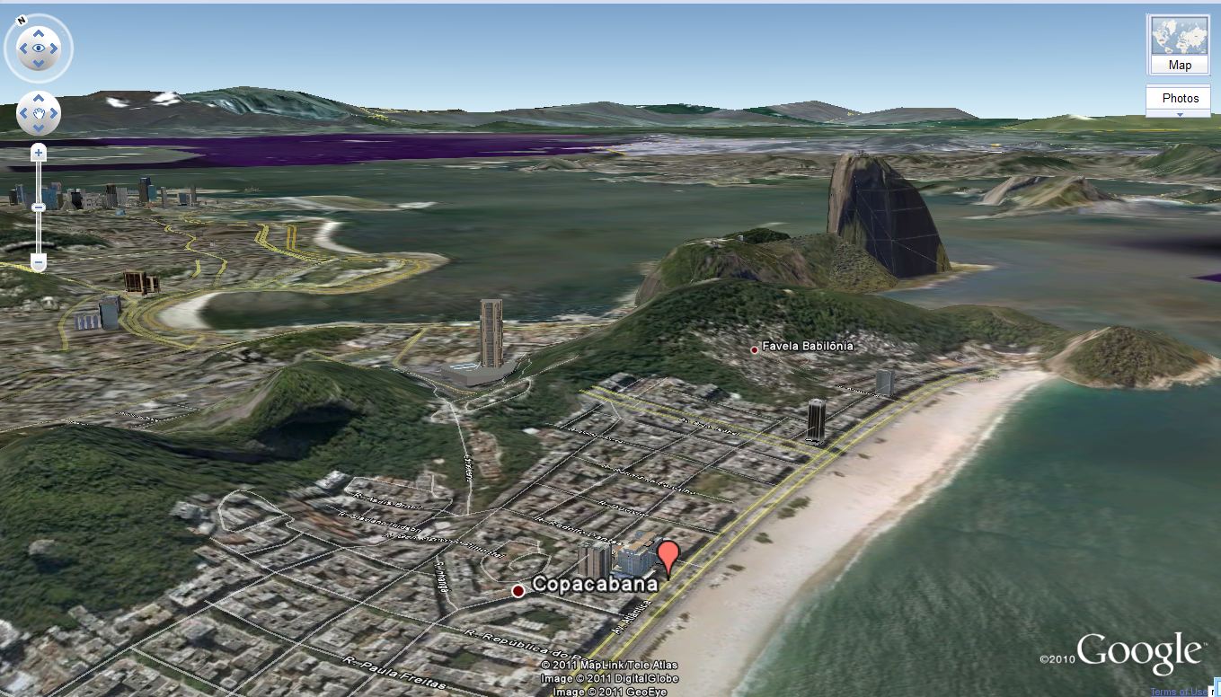 Google Earth Shows The Copacabana Palace Hotel With Favela Babilonia