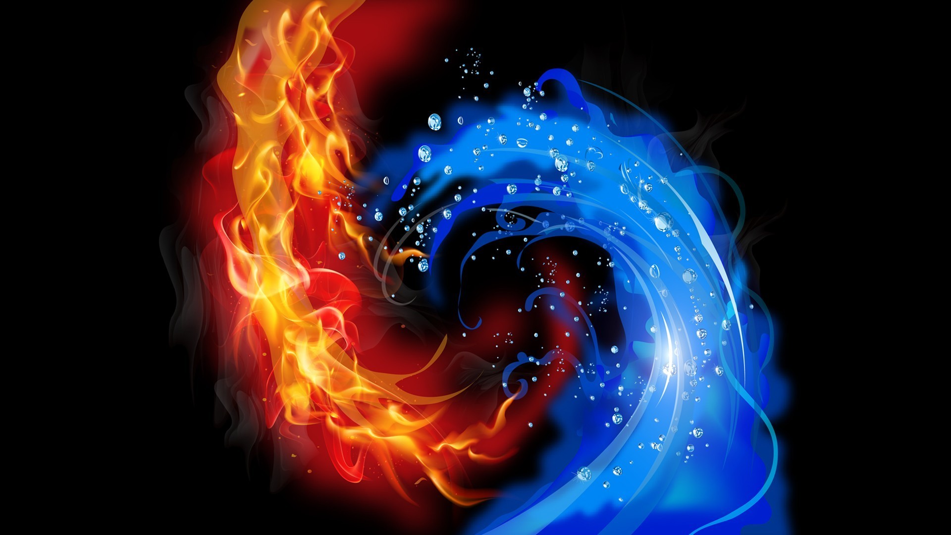 Cool Fire And Water Wallpaper