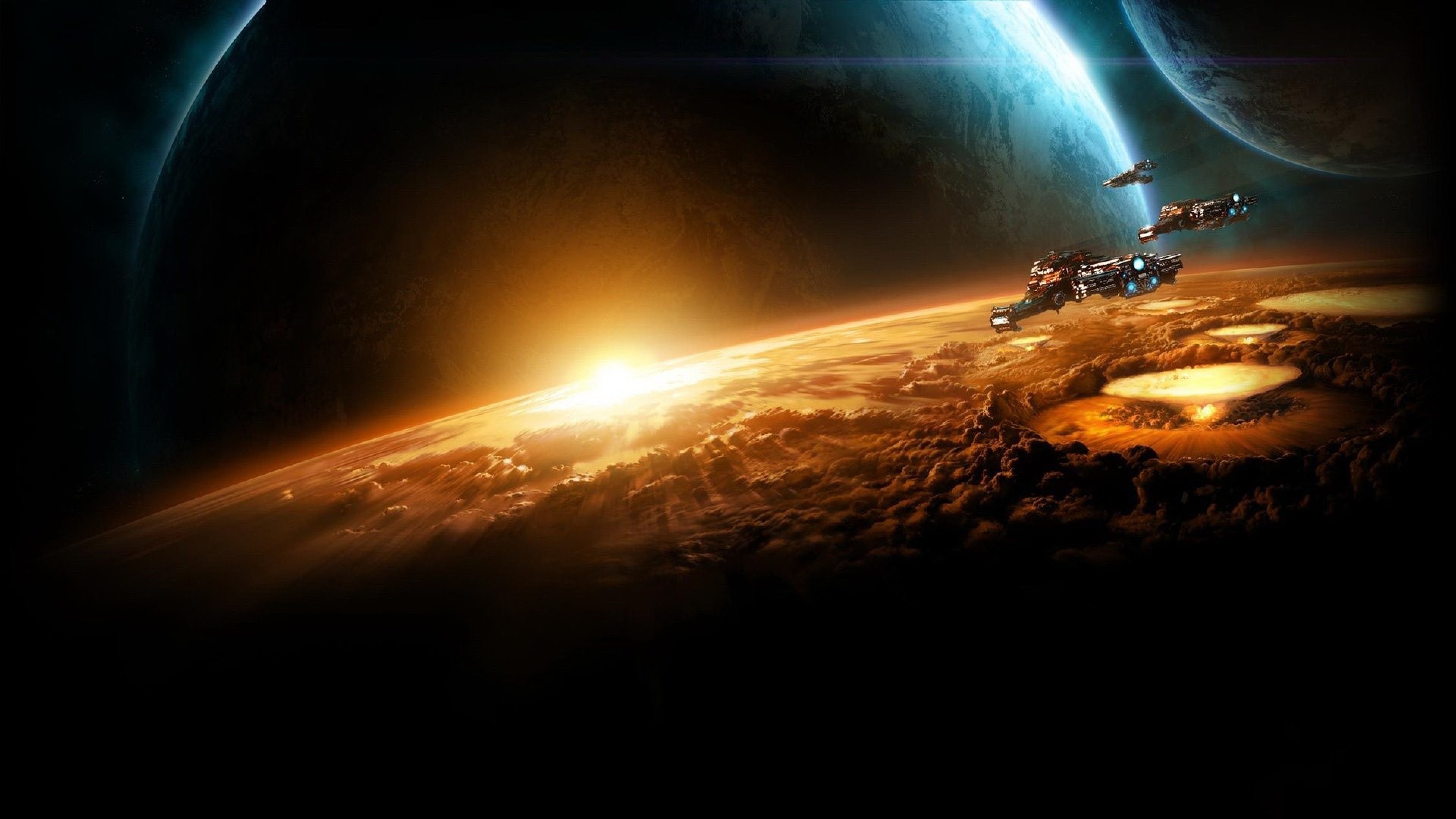 Wallpaper Starcraft Pla Sun Earth Space 4k