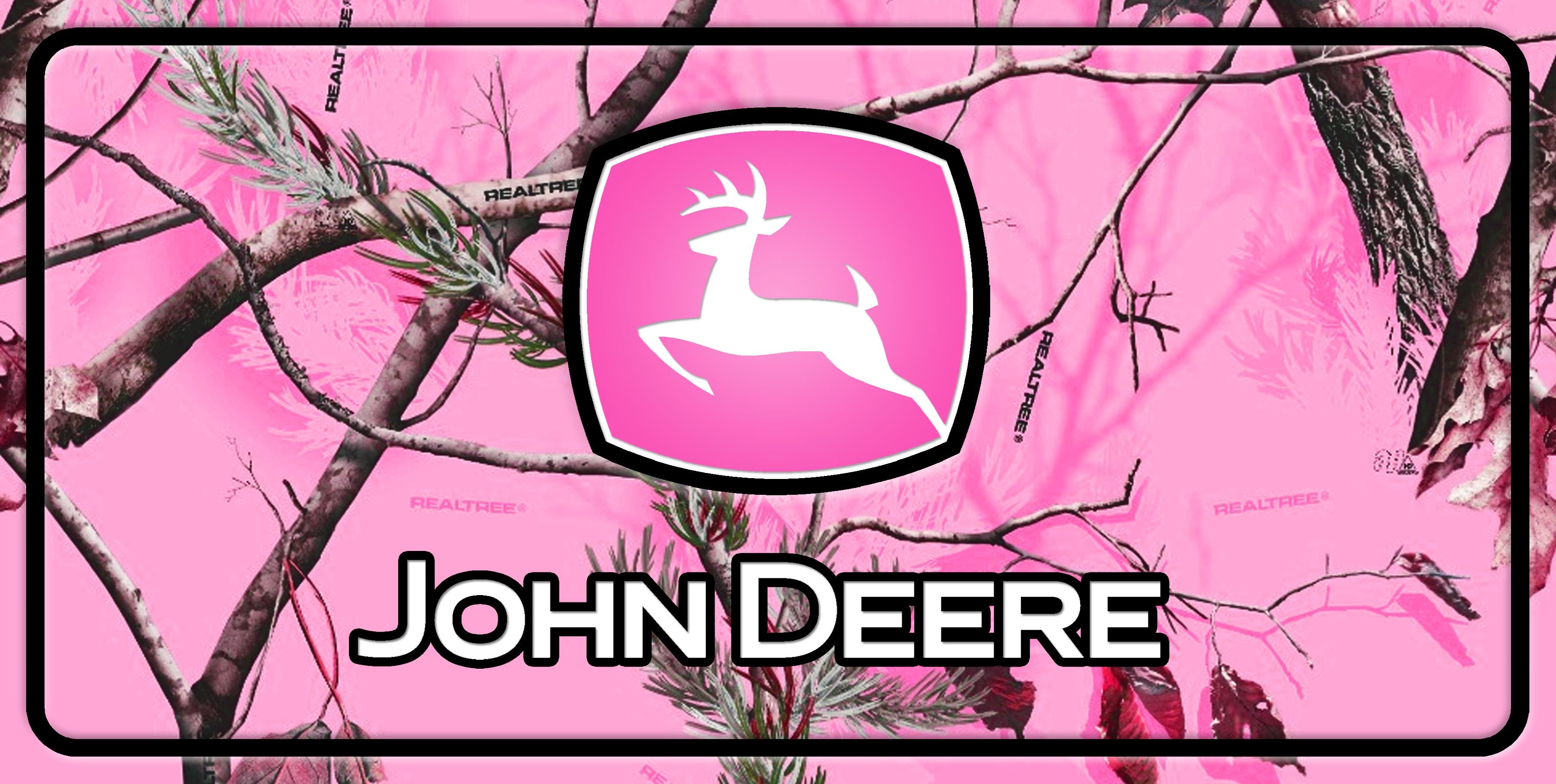 John Deere Pink Camo License Plate
